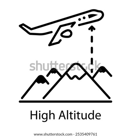 Plane high altitude, line style icon 