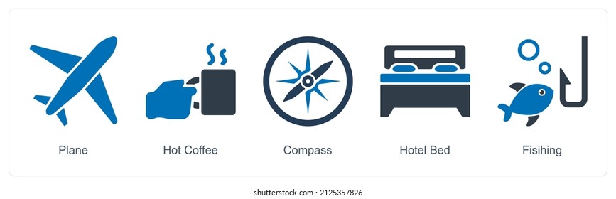 Plane And Hot Coffee Icon Concept