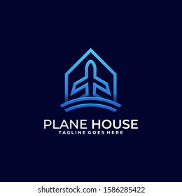 Plane House Illustration Vector Template.Suitable for Creative Industry, Multimedia, entertainment, Educations, Shop, and any related business