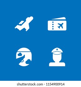 plane icon. 4 plane set with militar, fighter, flight and airplane ticket vector icons for web and mobile app