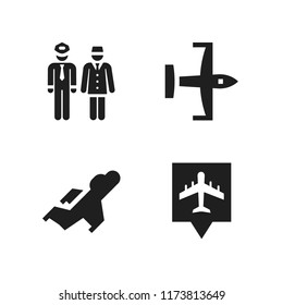 plane icon. 4 plane vector icons set. ultralight, airport pin and fighter icons for web and design about plane theme