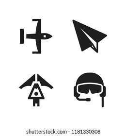 plane icon. 4 plane vector icons set. pilot, ultralight and skydiving icons for web and design about plane theme