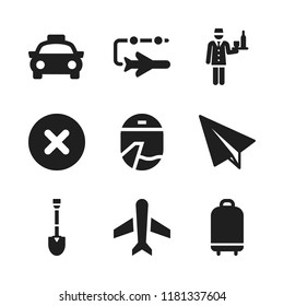 plane icon. 9 plane vector icons set. travel, paper plane and airplane icons for web and design about plane theme