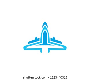 Plane icon aircraft blue fly wing, airplane symbol