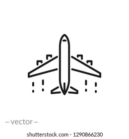 plane icon, aircraft travel linear sign on white background - vector illustration eps10