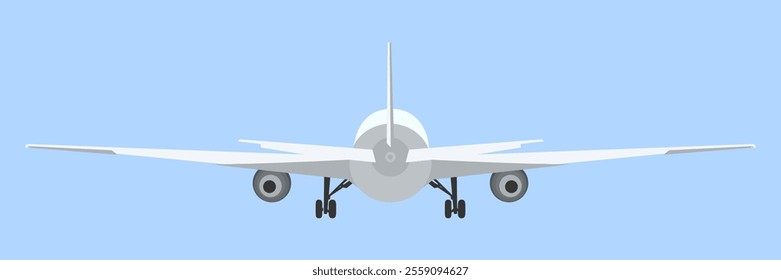 Plane icon. Airplane cartoon vector illustration. White airplane silhouette in blue sky.