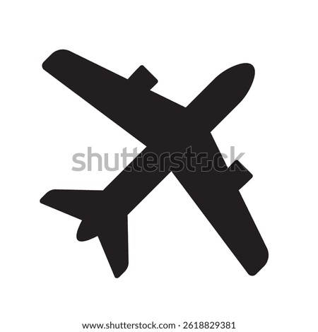 Plane icon, airplane icon in flat style. Airplane sign in black.