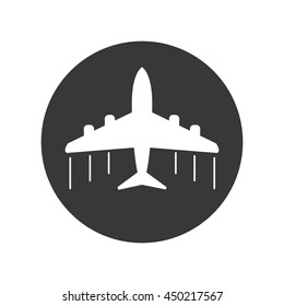 Plane icon. Airplane flat vector illustration on grey background