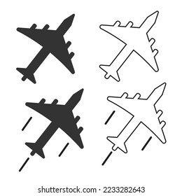 Plane icon. Airplane set line and background vector ilustration.