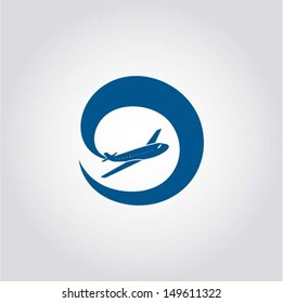 Plane icon, Airplane symbol, round design element, web icon, vector illustration