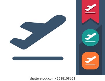 Ícone Plano. Avião, Decolar, Decolar, Pista, Viajar. Profissional, pixel perfeito ícone de vetor.