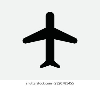 Plane Icon Airport Airplane Aircraft Flight Airline Aviation Jet Travel Black White Sign Symbol Illustration Artwork Graphic Clipart Shape EPS Vector