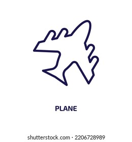 plane icon from army and war collection. Thin linear plane, flight, business outline icon isolated on white background. Line vector plane sign, symbol for web and mobile