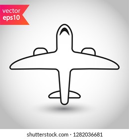 Plane icon. Aviation icon. Airplane sign. Flight transport plane symbol. Airport airplane outline vector sign. Reactive plane line icon. EPS 10 aircraft flat pictogram design