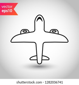 Plane icon. Aviation icon. Airplane sign. Flight transport plane symbol. Airport airplane outline vector sign. Reactive plane line icon. EPS 10 aircraft flat pictogram design