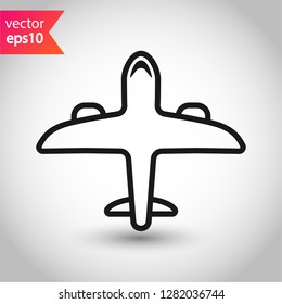 Plane icon. Aviation icon. Airplane sign. Flight transport plane symbol. Airport airplane outline vector sign. Reactive plane line icon. EPS 10 aircraft flat pictogram design