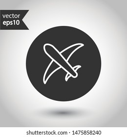 Plane icon. Aviation icon. Airplane sign. Flight transport plane symbol. Airport airplane outline vector sign. Reactive plane line icon. EPS 10 aircraft flat pictogram. Round icon design