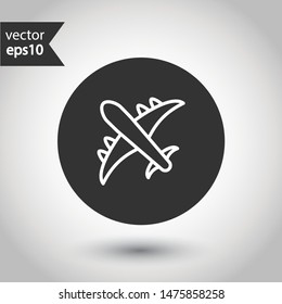 Plane icon. Aviation icon. Airplane sign. Flight transport plane symbol. Airport airplane outline vector sign. Reactive plane line icon. EPS 10 aircraft flat pictogram. Round icon design