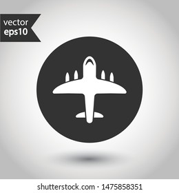 Plane icon. Aviation icon. Airplane sign. Flight transport plane symbol. Airport airplane outline vector sign. Reactive plane line icon. EPS 10 aircraft flat pictogram. Round icon design