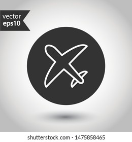 Plane icon. Aviation icon. Airplane sign. Flight transport plane symbol. Airport airplane outline vector sign. Reactive plane line icon. EPS 10 aircraft flat pictogram. Round icon design