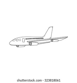 Plane icon. Black and white