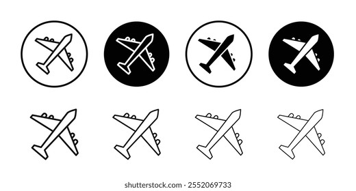 Plane icon Black and white outline vector
