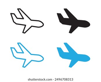 Icono de avión signo de contorno de Vector blanco y negro