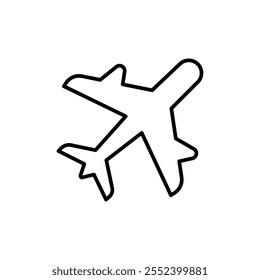 Icono de avión signo de contorno de Vector blanco y negro