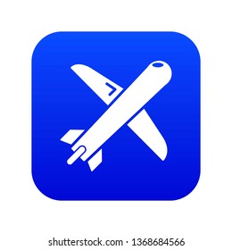 Plane icon blue vector isolated on white background