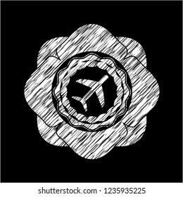 plane icon with chalkboard texture