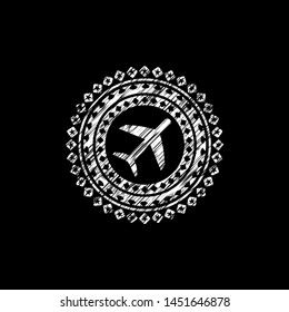plane icon with chalkboard texture