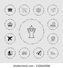 Plane icon. collection of 13 plane filled and outline icons such as lugagge weight, airport, airport tower. editable plane icons for web and mobile.