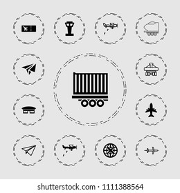 Plane icon. collection of 13 plane filled and outline icons such as airport tower, ticket, airport. editable plane icons for web and mobile.