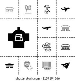 Plane icon. collection of 13 plane filled and outline icons such as airport, cargo trailer. editable plane icons for web and mobile.