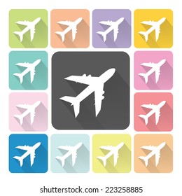 Plane Icon color set vector illustration.