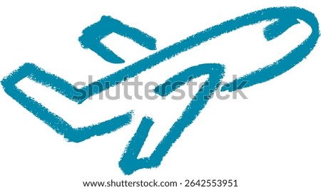 Plane Icon Crayon Chalk Drawing Vector	