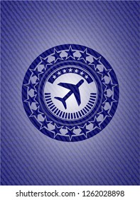 plane icon with denim texture