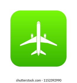 Plane icon digital green for any design isolated on white vector illustration