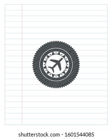 plane icon emblem draw with pencil effect. Vector Illustration. Detailed.