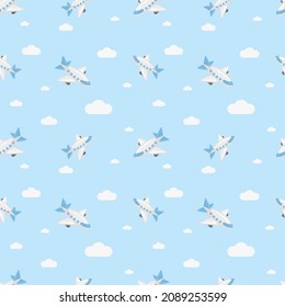 Plane Icon Emoji Pattern. Fly Seamless Background Symbols. Doodle Emoticon Illustration Design Vector.