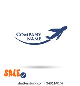 Plane icon, Example for the name of your company. One of set web