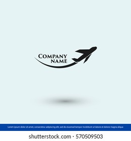 Plane icon, Example for the name of your company. One of set web icons
