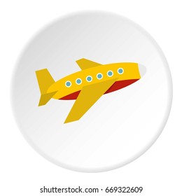 Plane icon in flat circle isolated on white background vector illustration for web