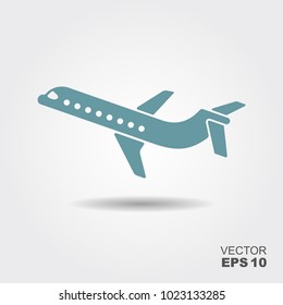 Plane icon in flat design style. Vector illustration