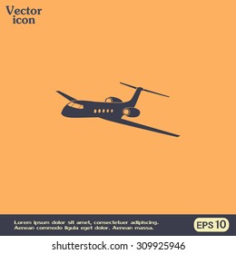 plane icon in flat design style