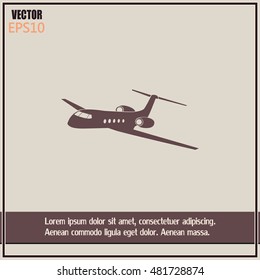 plane icon in flat design style