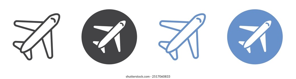 Plane icon flat line symbol set.