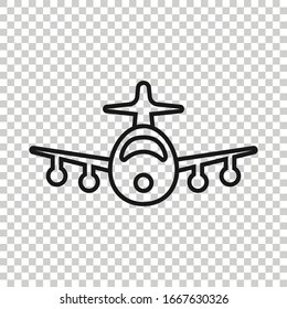Plane icon in flat style. Airplane vector illustration on white isolated background. Flight airliner business concept.