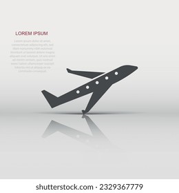 Plane icon in flat style. Airplane vector illustration on white isolated background. Flight airliner business concept.