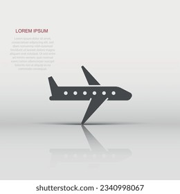 Plane icon in flat style. Airplane vector illustration on white isolated background. Flight airliner business concept.